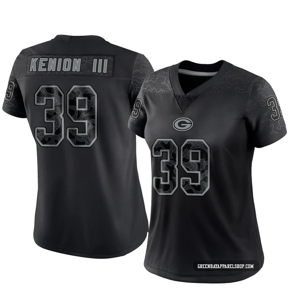 Murvin Kenion III ＃39 Women's Limited Green Bay Packers Black Reflective Jersey