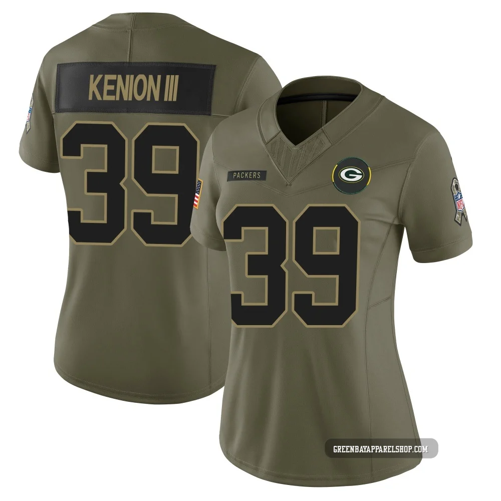 Murvin Kenion III ＃39 Women's Limited Green Bay Packers Olive 2025 Salute to Service Jersey