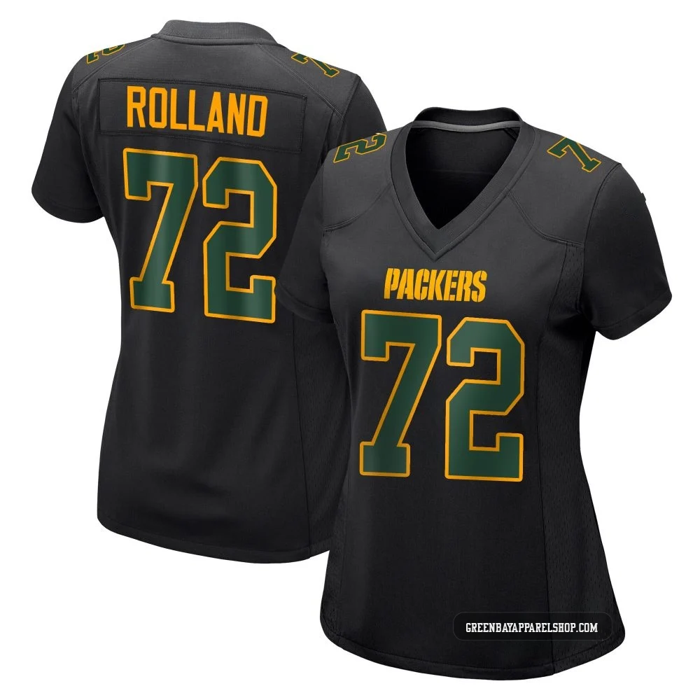 Spencer Rolland ＃72 Women's Game Green Bay Packers Black Fashion Jersey