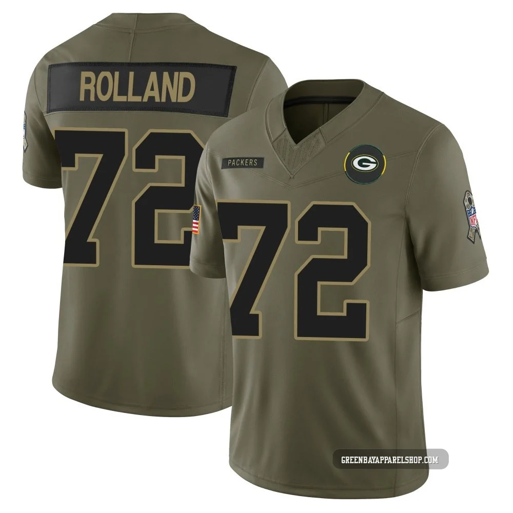 Spencer Rolland ＃72 Youth Limited Green Bay Packers Olive 2025 Salute to Service Jersey