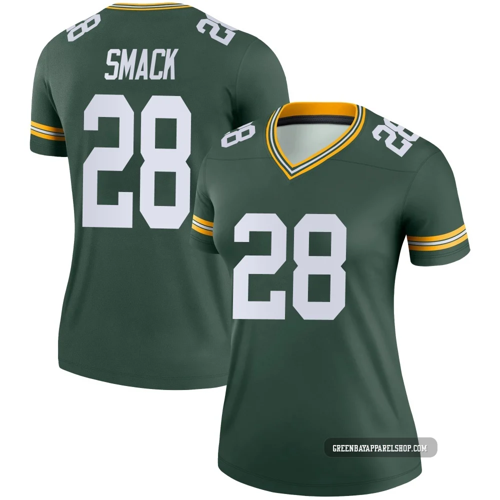 Trey Smack ＃28 Women's Legend Green Bay Packers Green Jersey