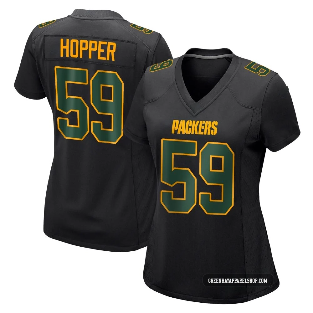 Ty'Ron Hopper ＃59 Women's Game Green Bay Packers Black Fashion Jersey