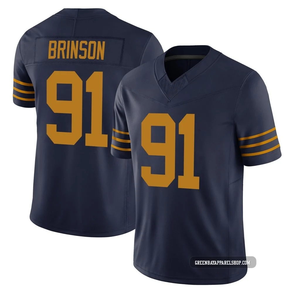 Warren Brinson ＃91 Men's Limited Green Bay Packers Navy The 1923 Classic Vapor F.U.S.E. Jersey